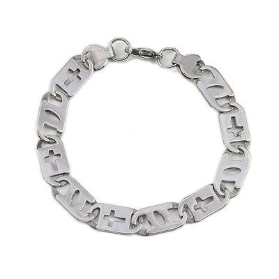 201 Stainless Steel Mariner Hollow Cross Link Chain Bracelets