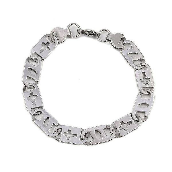 201 Stainless Steel Mariner Hollow Cross Link Chain Bracelets