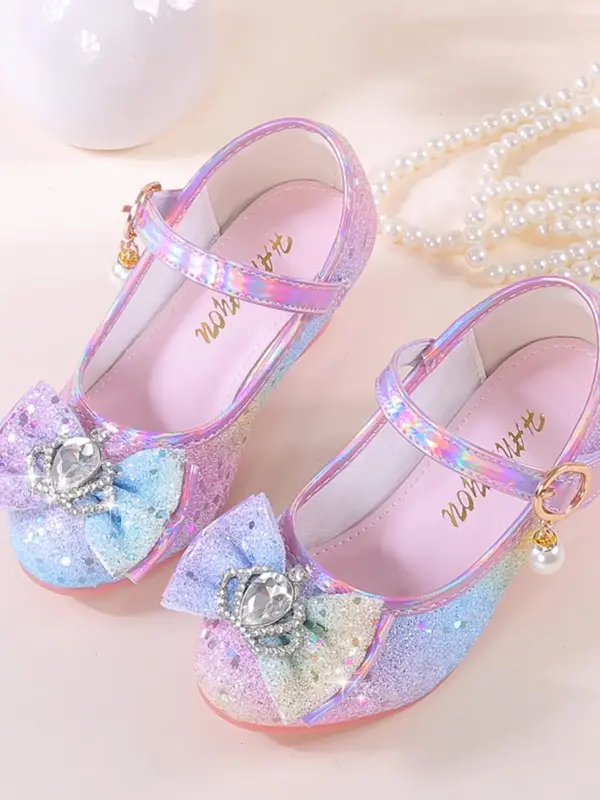 Girl's Cute Rainbow Stripe Design Flat Shoes, Fashionable Bow Decorated Princess Shoes for Party, Daily Clothing Decor for Gi...