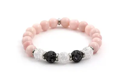 Agato Lava stone, jade and crystal beads bracelet MINK35/17