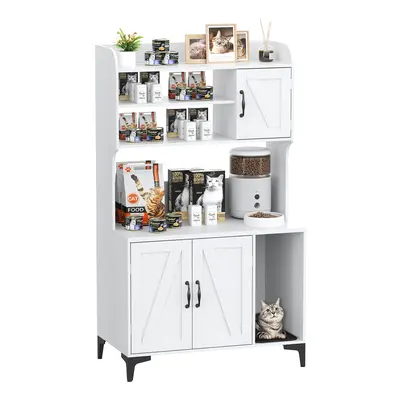 Garvee Cat Litter Box Enclosure, Modern Hidden Cat Litter Box Furniture with 4-Tier Storage Shelves, 2 Cabinets, Cat Litter M...