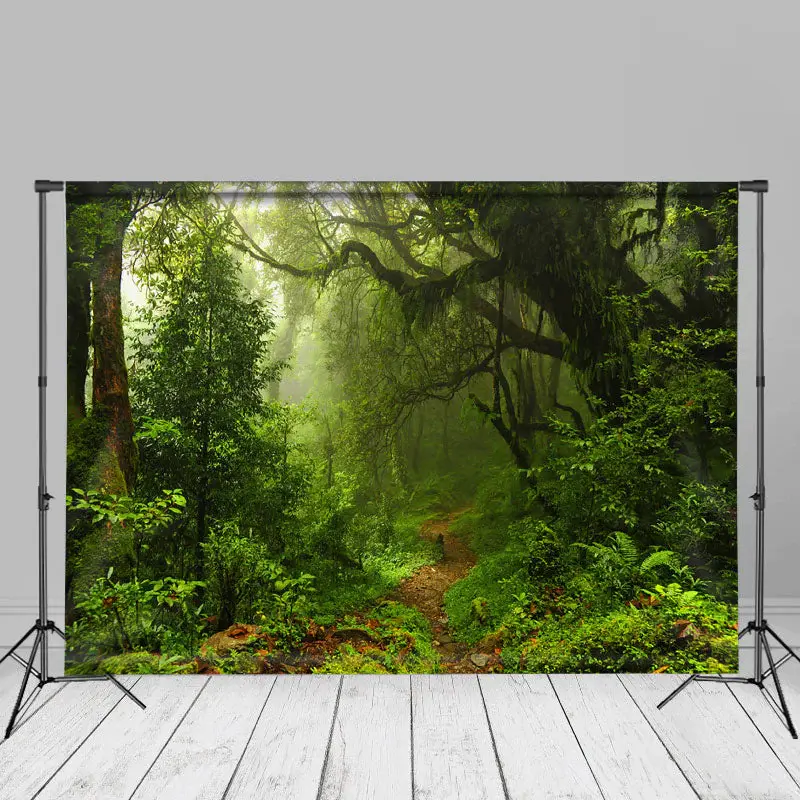 Pathway Green Jungle Nature Spring Cloth Backdrop - Aperturee