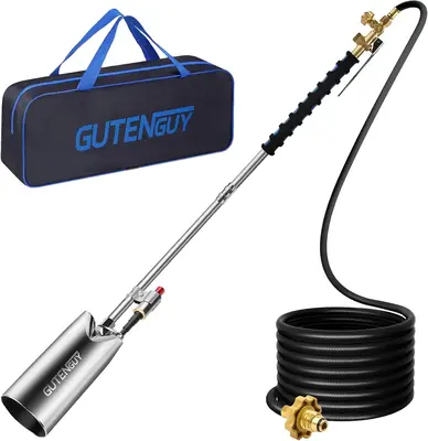 Portable Propane Torch Burner Weed Torch with Storage Bag, High Output 1,280,000 BTU Blow Torch with 10FT Hose, Heavy Duty Fl...