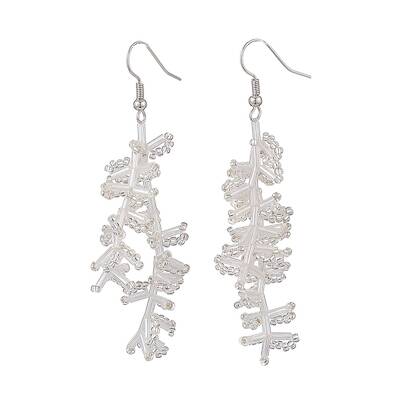 Glass Seed Braided Branch Dangle Earrings