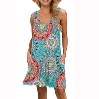 AUSELILY Women Pocketed Casual T Shirt Dresses Beach Cover up Plain Pleated Tank Dress