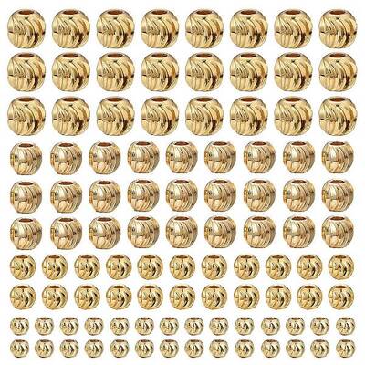 PVD Vacuum Plating Brass Corrugated Round Spacer Beads Set