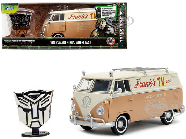 Volkswagen Bus WheelJack Tan and Beige Frank's TV Repair and Transformers Logo Diecast Statue Transformers: Rise of the ...