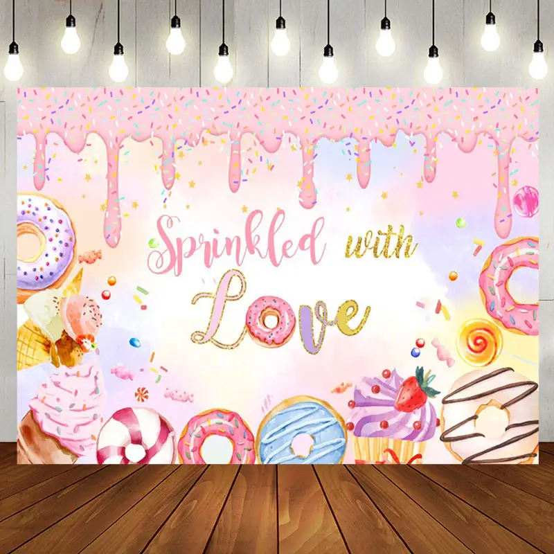 Aperturee Spinkled With Love Pink Creamy Birthday Backdrop