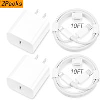 10FT/6FT Super Fast Charging 2-Pack Type-C Wall Charger Block with 2-Pack USB-C to Lightning Cable for iPhone 14/13/12,AirPod...