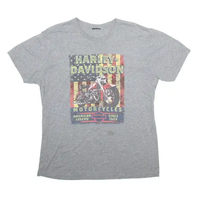 HARLEY DAVIDSON Mens Biker T-Shirt Grey L