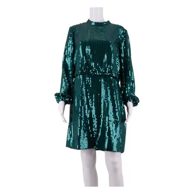 WHISTLES Sequins Cocktail Womens Fit & Flare Dress Green Knee Length UK 10