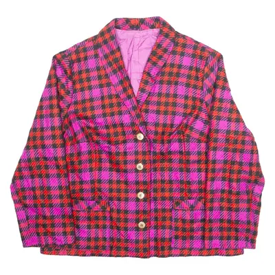 Womens Blazer Jacket Pink 90s Check L