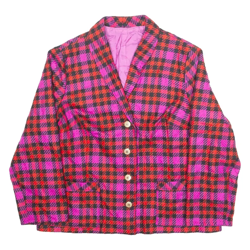 Womens Blazer Jacket Pink 90s Check L