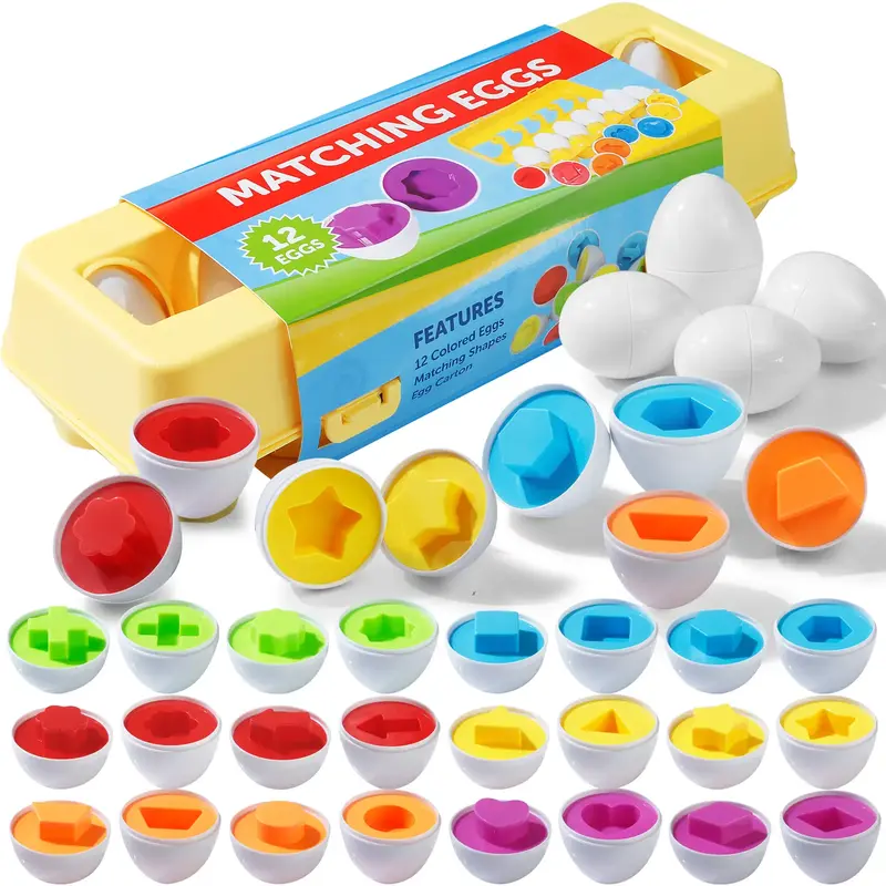 12 PCS Matching Eggs Puzzle Toy for Kids STEM Learning Easter Toy Gifts for Toddlers