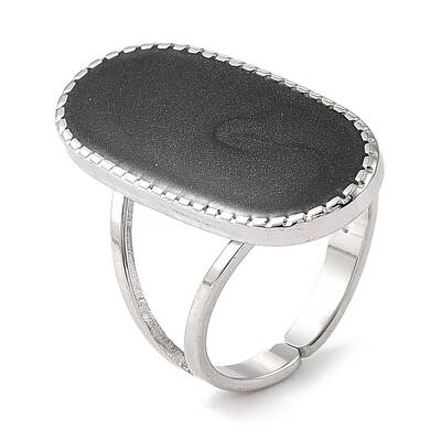 Oval 304 Stainless Steel Enamel Open Cuff Rings for Women