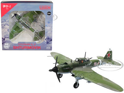 Ilyushin IL-2M3 Sturmovik Aircraft #100 Green Camouflage Piloted by Vasily Emelyanenko Soviet Air Force 1/72 Diecast Model Ai...