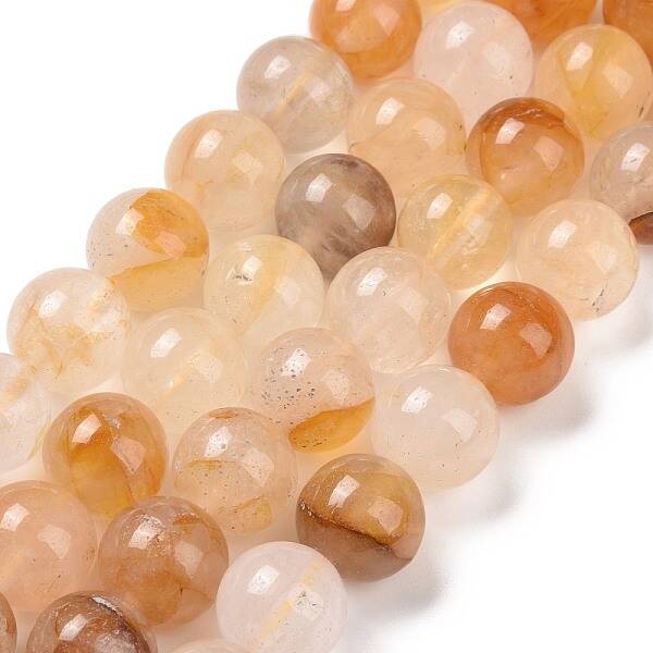 Natural Yellow Hematoid Quartz/Golden Healer Quartz Beads Strands