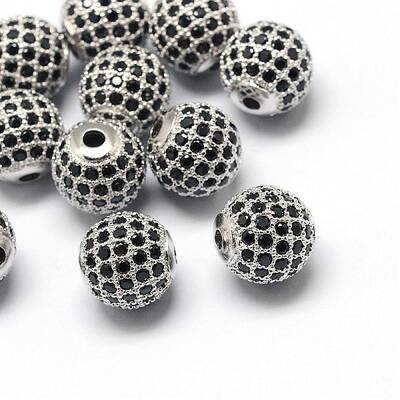 Rack Plating Brass Cubic Zirconia Beads