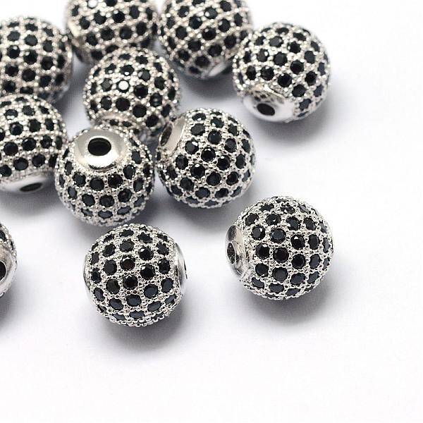 Rack Plating Brass Cubic Zirconia Beads