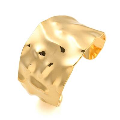 Ion Plating(IP) 304 Stainless Steel Textured Wide Open Cuff Bangles