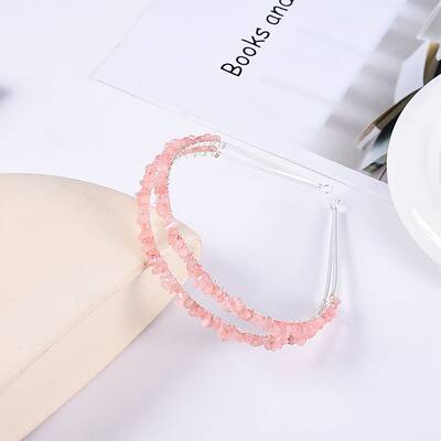 Double Row Cherry Quartz Glass Chip Hair Bands
