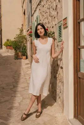 Ines slip midi linen dress in Cream | sale | Size: XS | Color: Cream
