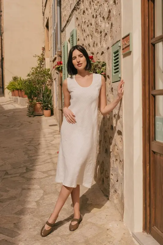 Ines slip midi linen dress in Cream | sale | Size: XS | Color: Cream