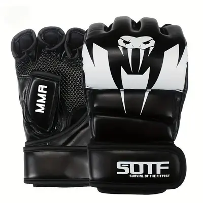Adult Half Finger Combat Sanda Gloves, 1 PairĀ Non-slip Breathable MMA Gloves, Sports Boxing Equipment For Training, Protecti...