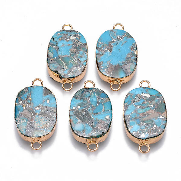 Synthetic Gold Line Imperial Jasper Links connectors