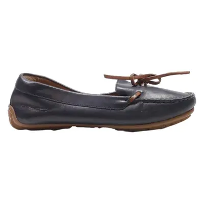 CLARKS Loafer Shoes Blue Leather Womens UK 4.5