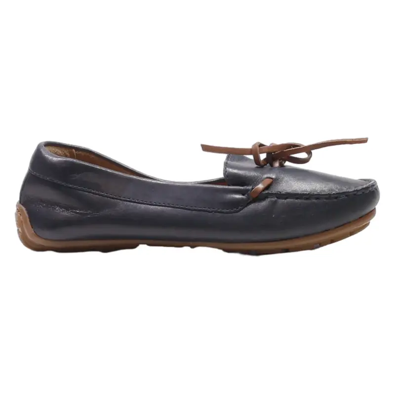 CLARKS Loafer Shoes Blue Leather Womens UK 4.5