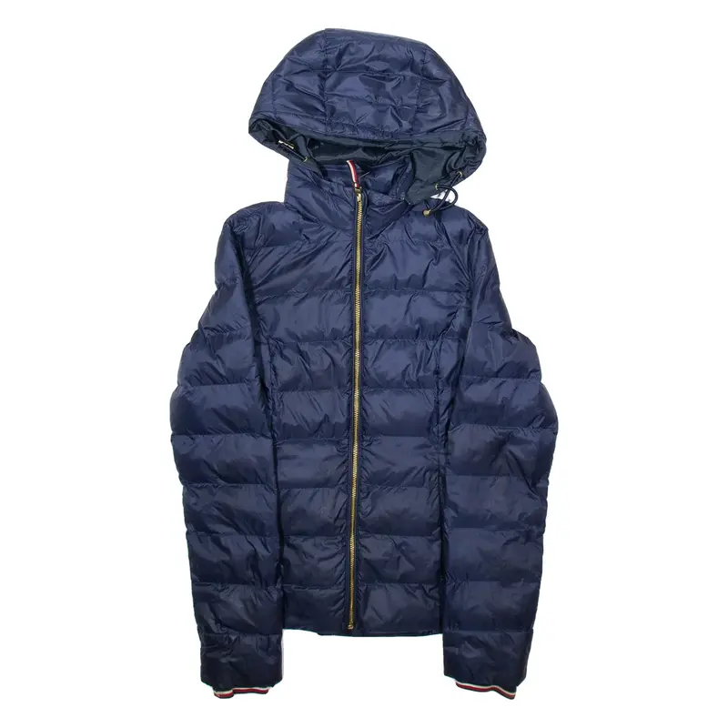TOMMY HILFIGER Mens Puffer Coat Blue Hooded XXS