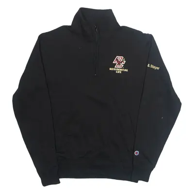 CHAMPION Boston College Eagles Mens Sweatshirt Black 1/4 Zip USA S