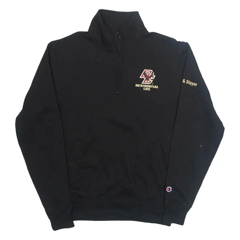 CHAMPION Boston College Eagles Mens Sweatshirt Black 1/4 Zip USA S