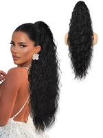 30 Inch Long Claw in Ponytail Extension, Natural Fluffy Loose Wavy Wave Synthetic Extensions, Synthetic Hairpiece for Daily &...