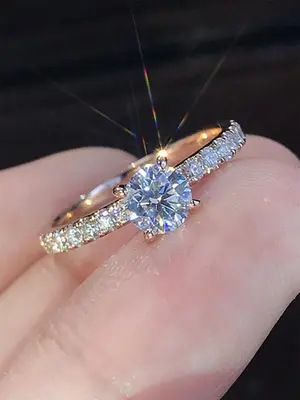 Elegant Rhinestone Decorated Ring for Women, Fashion Jewelry for Party, Daily Clothing Decor, Trendy Wedding Engagement Anniv...