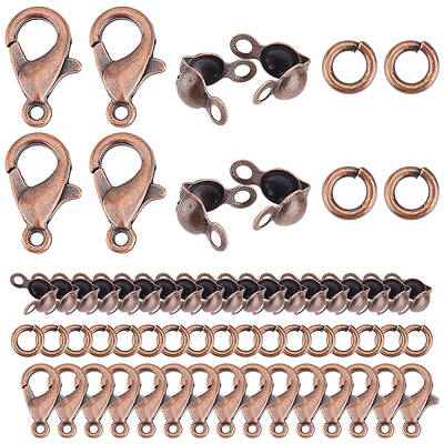Zinc Alloy Lobster Claw Clasps & Brass End Bead Tips & Jump Rings Findings Kits