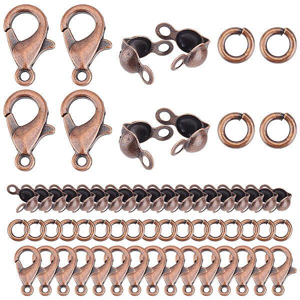 Zinc Alloy Lobster Claw Clasps & Brass End Bead Tips & Jump Rings Findings Kits