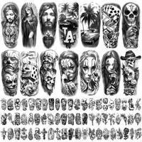 77 Sheets Chicano Temporary Tattoos Adult, Large Fake Tattoos Chicano Guadalupe Gangster Prisoner Day of the Dead, Mexico Clo...