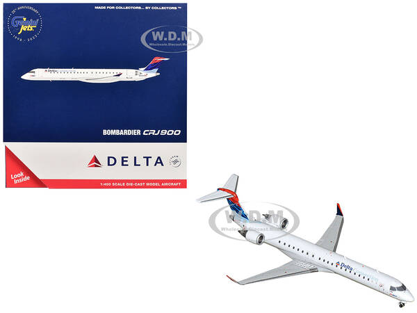 Bombardier CRJ900 Commercial Aircraft Delta Connection - SkyWest Airlines (N806SK) White with Blue and Red Tail 1/400 Diecast...