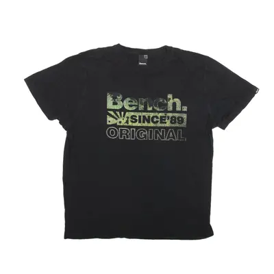 BENCH T-Shirt Black Short Sleeve Mens XL