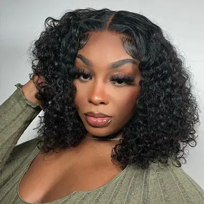 Glueless Deep Wave Bohemian Bob Wig Transparent Lace 4x4 5x5 Closure Wig