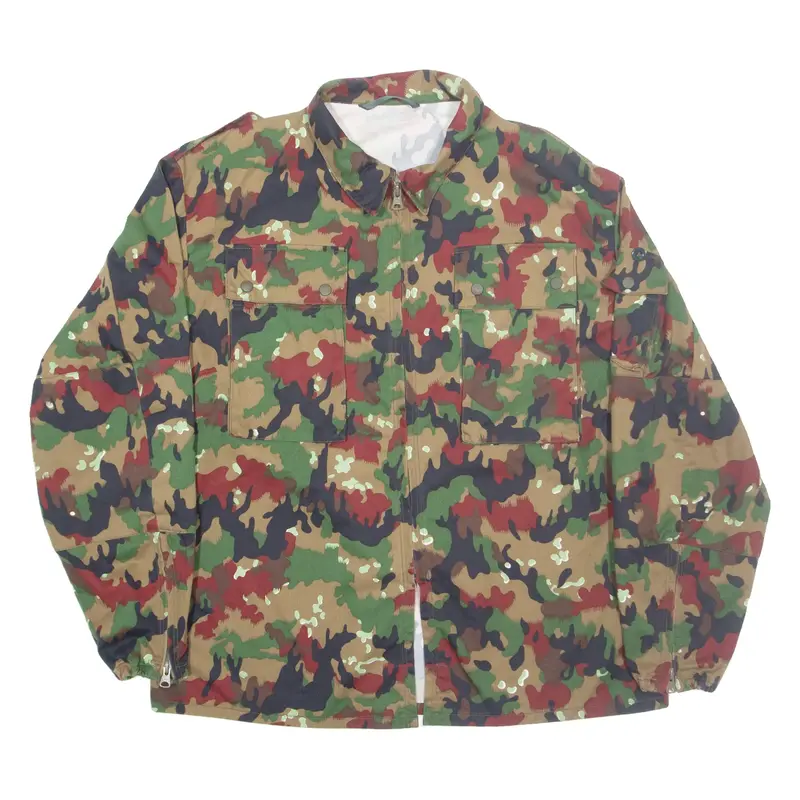 Full Zip Mens Shirt Brown Camouflage Long Sleeve XL