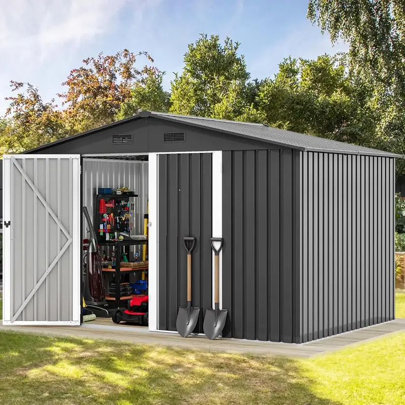 【Dealsforyoudays】Yitahome 10x8FT Large Metal Outdoor Storage Shed, Heavy Duty Tool Storage Sheds for Backyard Patio Lawn,...