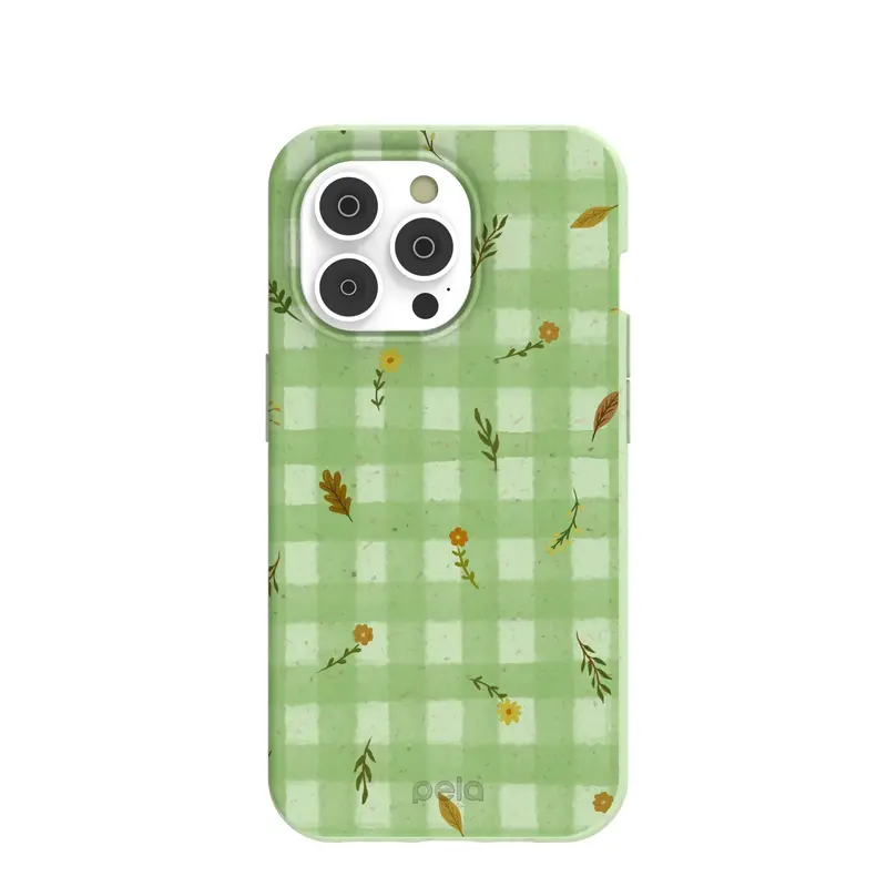 Sage Green Fall Gingham iPhone 14 Pro Case