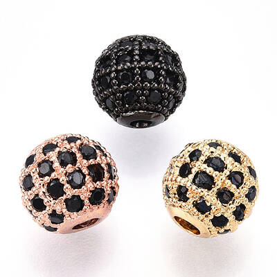 Rack Plating Brass Cubic Zirconia Beads