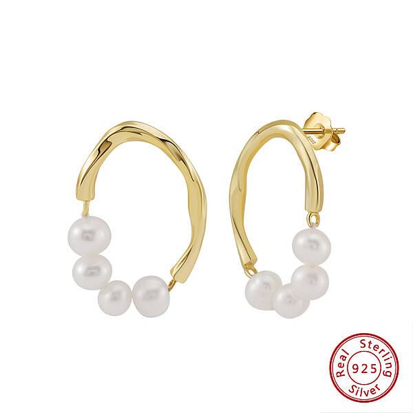 Oval Natural Pearl Stud Earrings