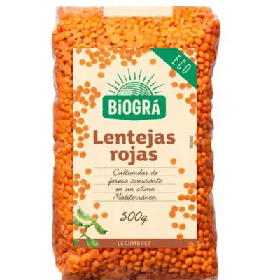 Biográ Red Lentils 500g Biogra
