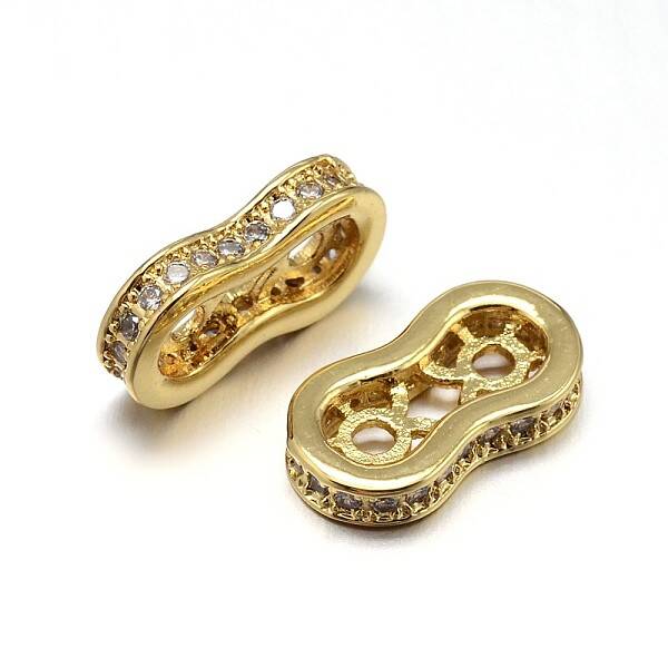 Brass Micro Pave Cubic Zirconia Spacer Bars