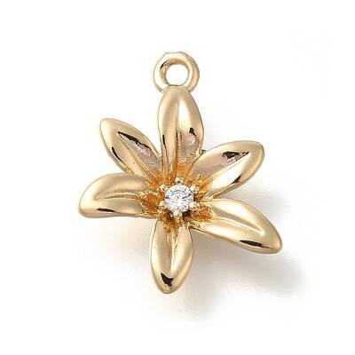 Flower Rack Plating Brass Micro Pave Cubic Zirconia Pandants